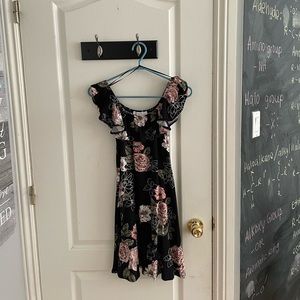 Mini floral off the shoulder dress